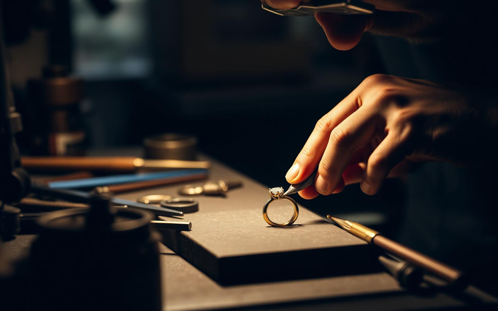 Master jeweler crafting a bespoke ring in the ELD atelier